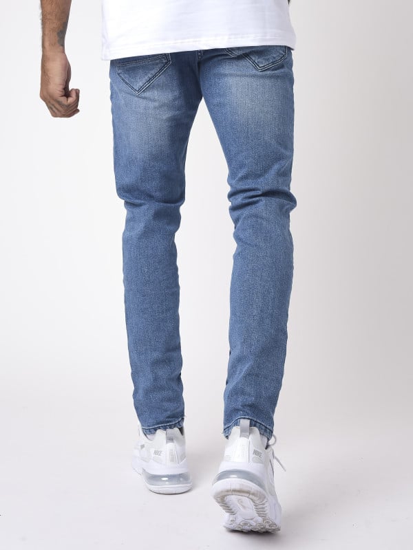Project X Paris Jean Slim Basic Bleu Effet Usé Et Tacheté