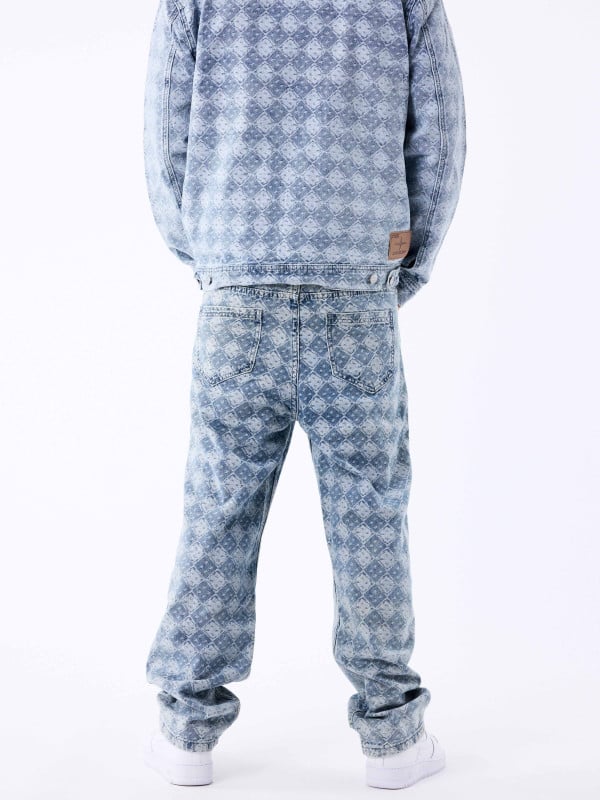 Project X Paris Pantalon En Denim à Motif Géometrique