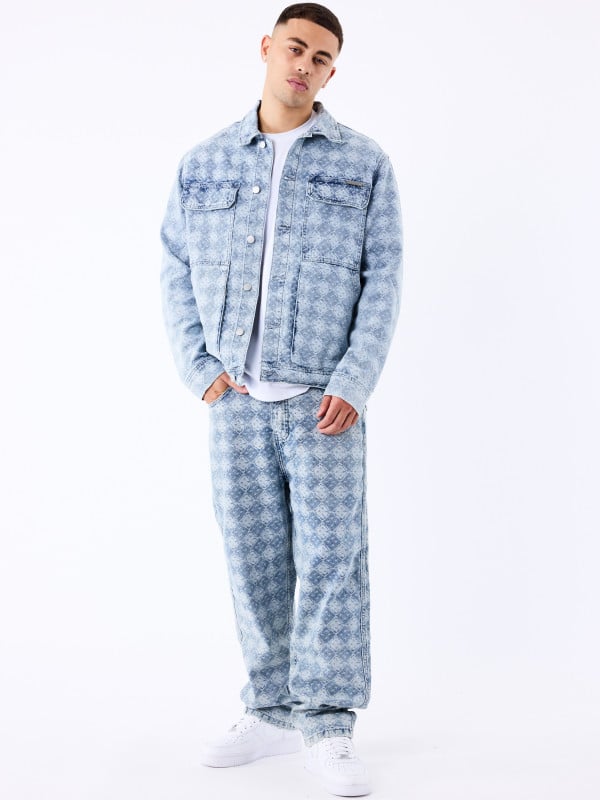 Project X Paris Pantalon En Denim à Motif Géometrique