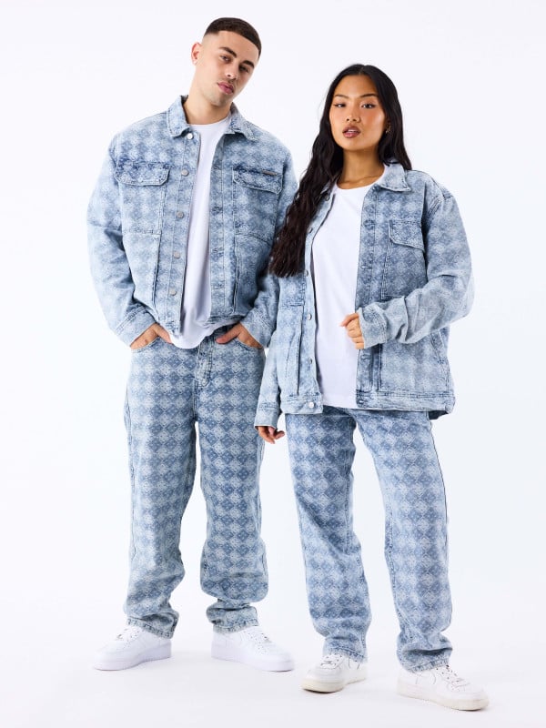 project x paris Pantalon en denim à motif géometrique