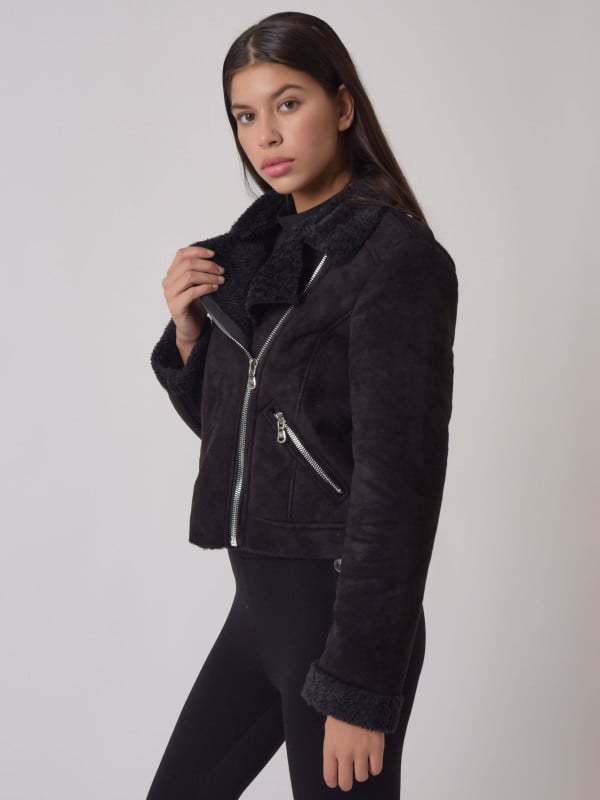 project x paris Perfecto en daim doublure imitation peau de mouton