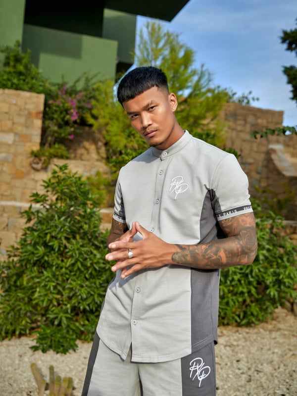 Project X Paris Chemise Col Mao Bicolore