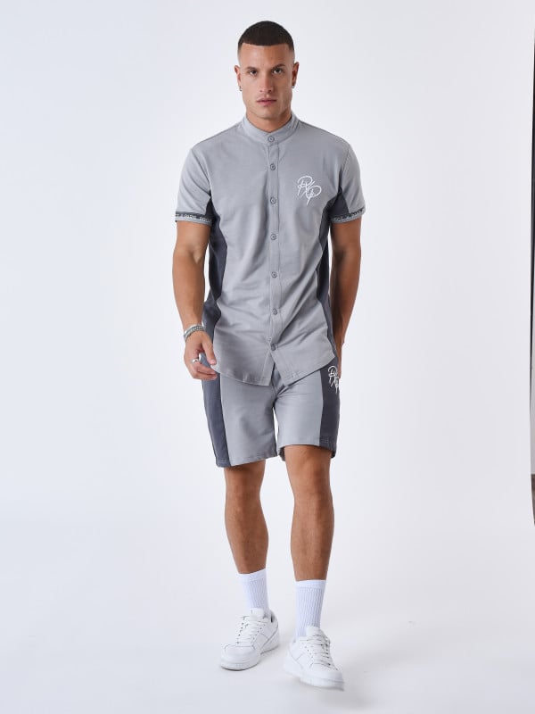 Project X Paris Chemise Col Mao Bicolore