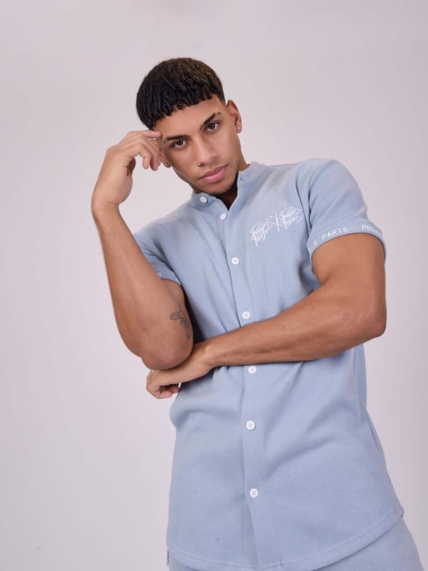 project x paris Chemise col mao style maille