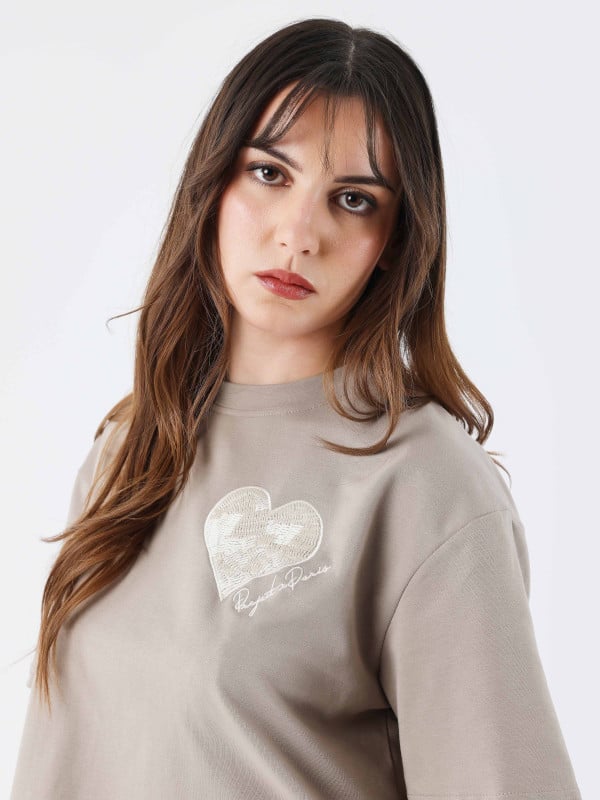 Project X Paris Crop Top Tee Wicker Heart