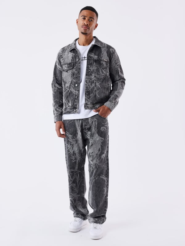 project x paris Jean droit motif végétal