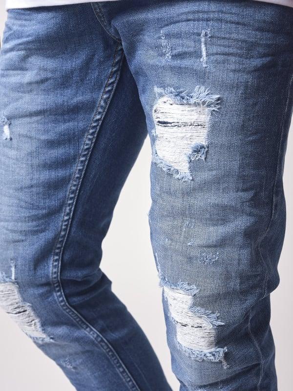 Project X Paris Jean Slim Basic Bleu Avec Trous