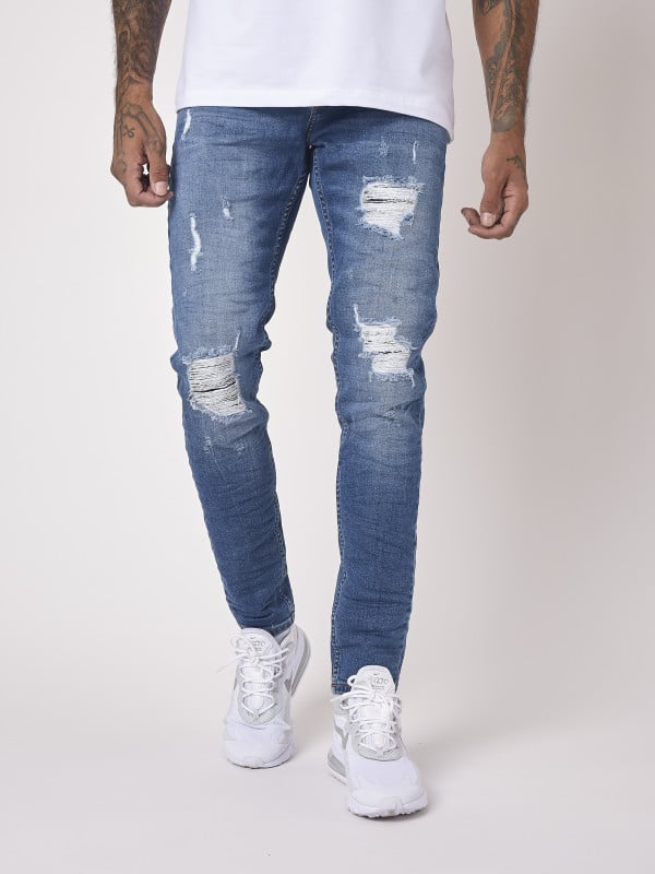 project x paris Jean slim basic bleu avec trous