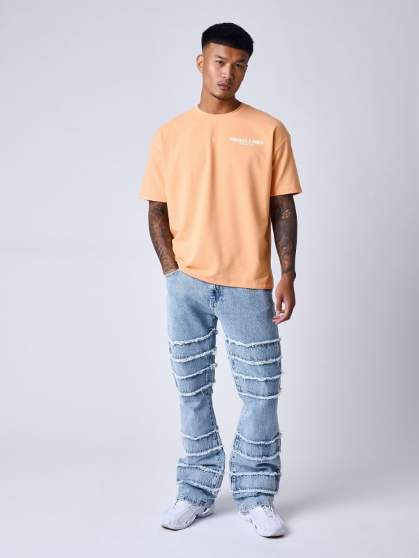 project x paris Jeans évasé à détails effilochés