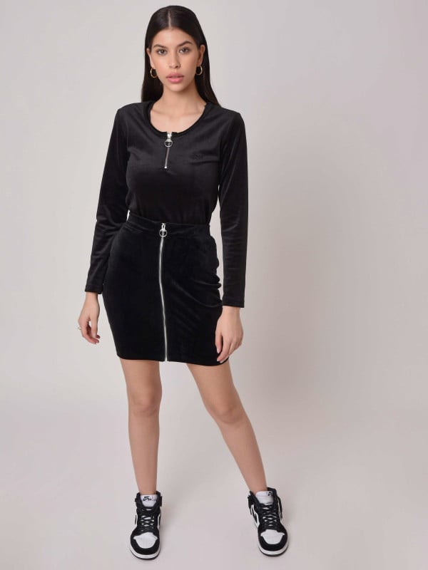 Project X Paris Jupe Ajustée Velvet Zip Rond