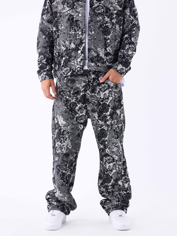 Project X Paris Pantalon En Denim à Motif Abstrait