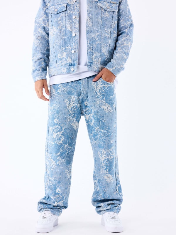 Project X Paris Pantalon En Denim à Motif Abstrait