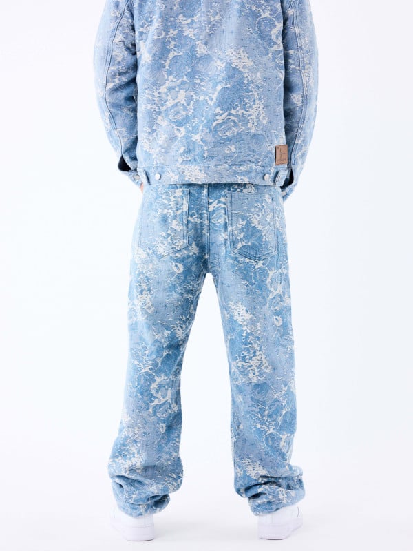 Project X Paris Pantalon En Denim à Motif Abstrait