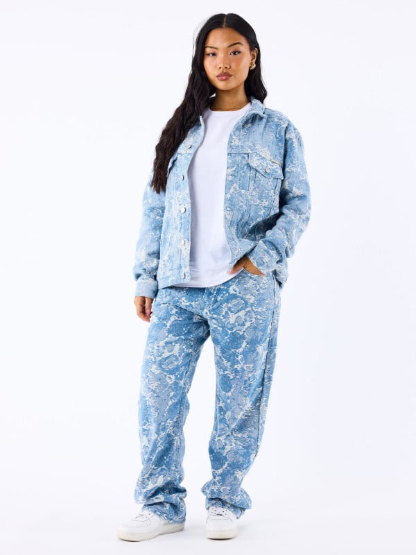 Project X Paris Pantalon En Denim à Motif Abstrait