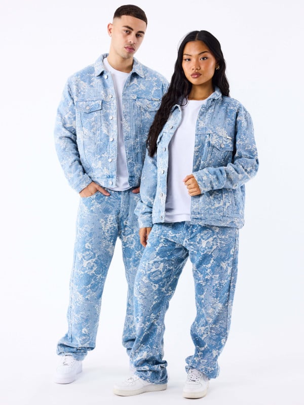 project x paris Pantalon en denim à motif abstrait