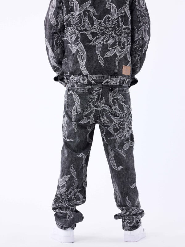 Project X Paris Pantalon En Denim à Motif Floral