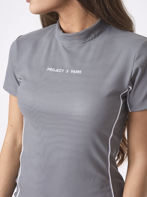 Project X Paris Robe Piping Et Broderie Contrastés