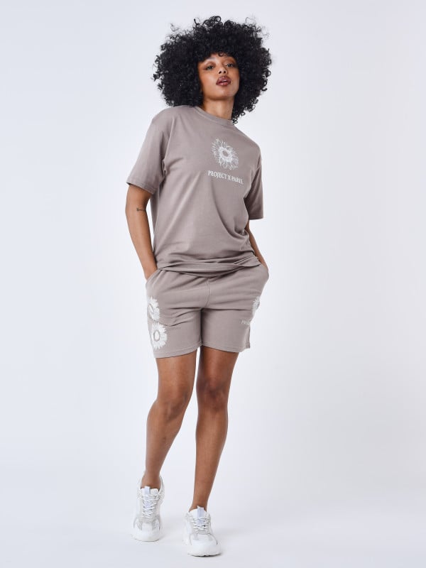 project x paris Short brodé fleuri