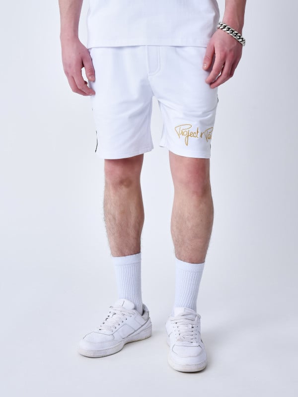 Project X Paris Short Classique Bandes Brodé Coté
