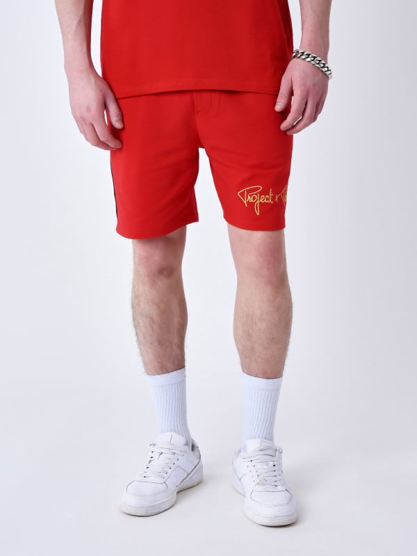 Project X Paris Short Classique Bandes Brodé Coté