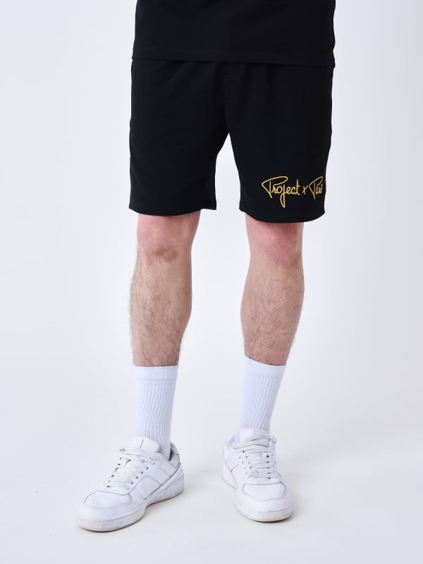 Project X Paris Short Classique Bandes Brodé Coté