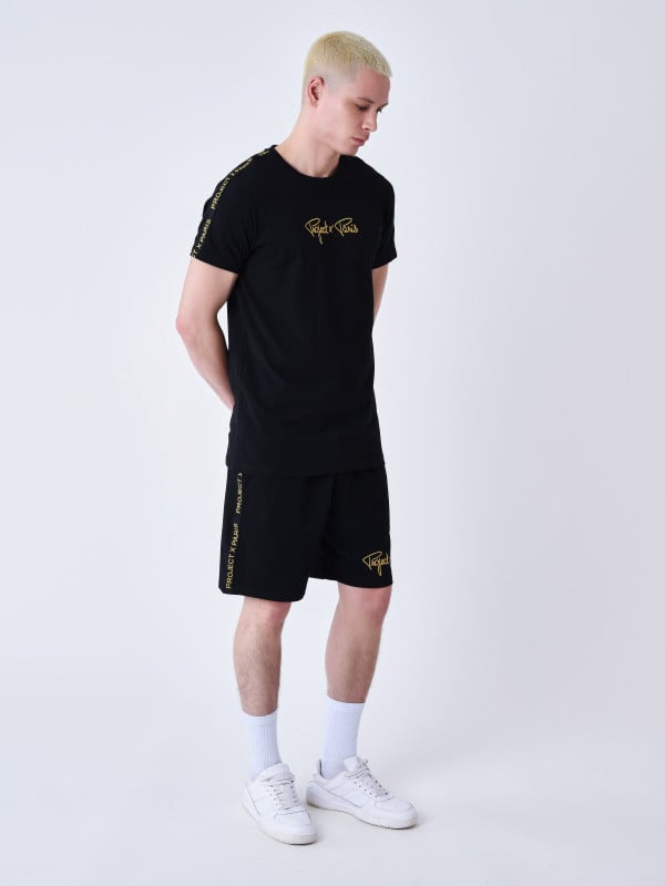 Project X Paris Short Classique Bandes Brodé Coté