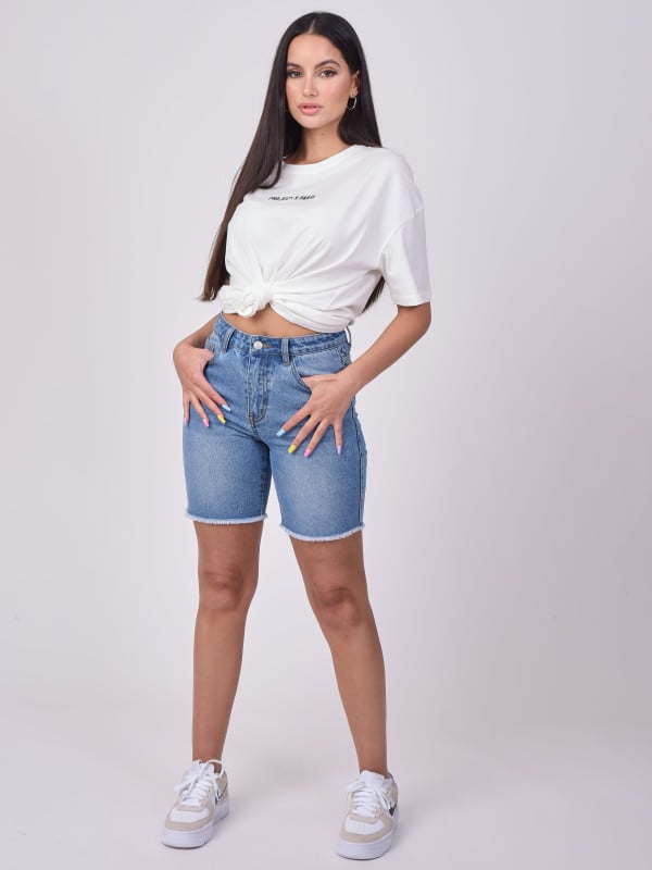 Project X Paris Short En Denim Bord Franc