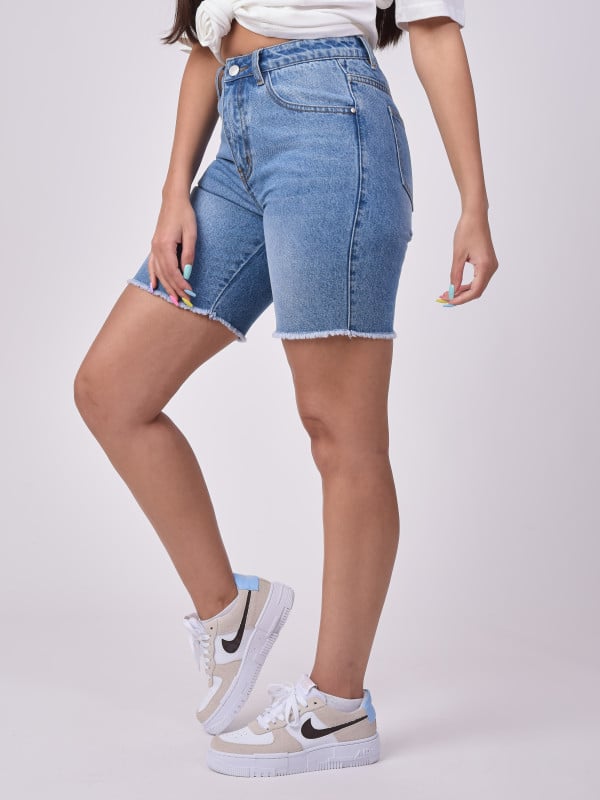 Project X Paris Short En Denim Bord Franc