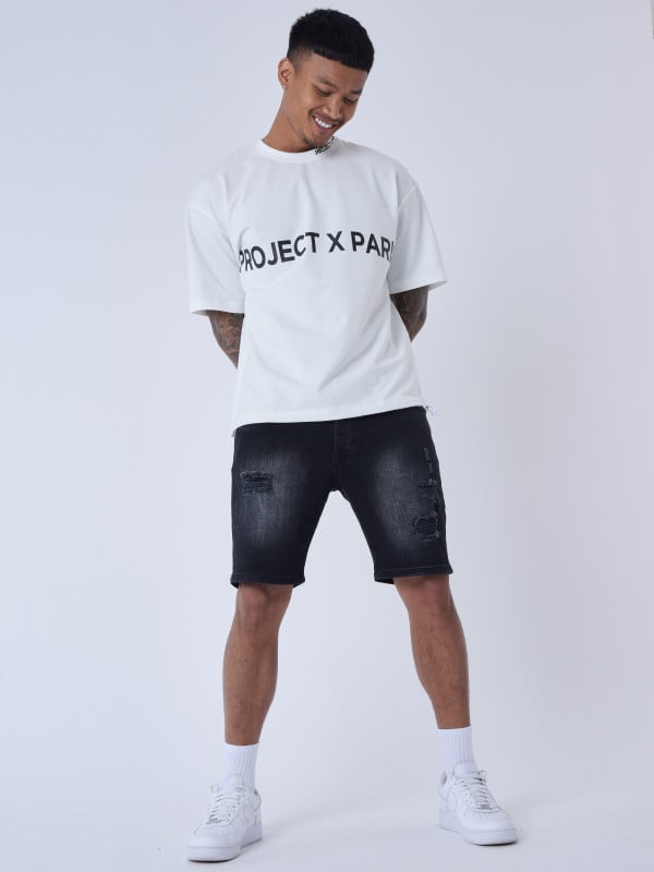 Project X Paris Short En Jean Effet Déchiré