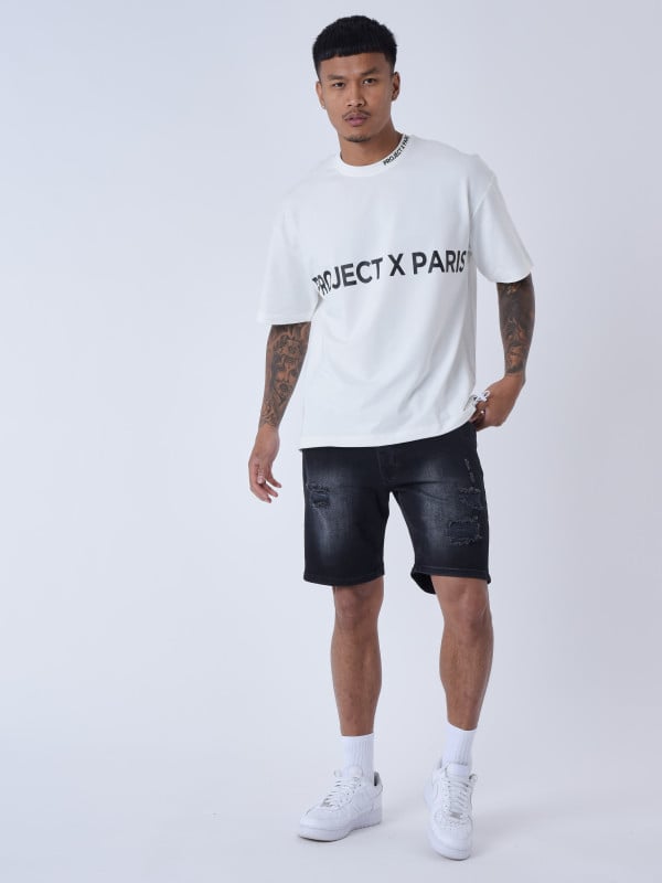 Project X Paris Short En Jean Effet Déchiré