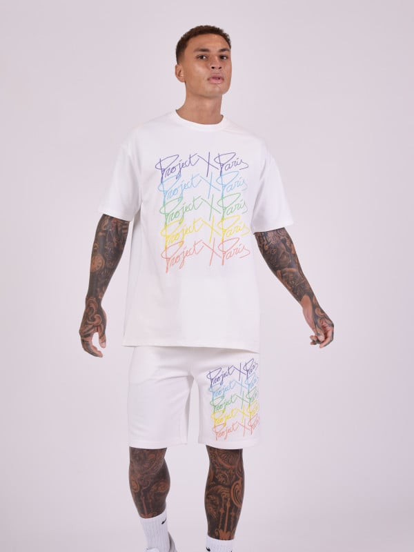project x paris Short oversize logos arc en ciel