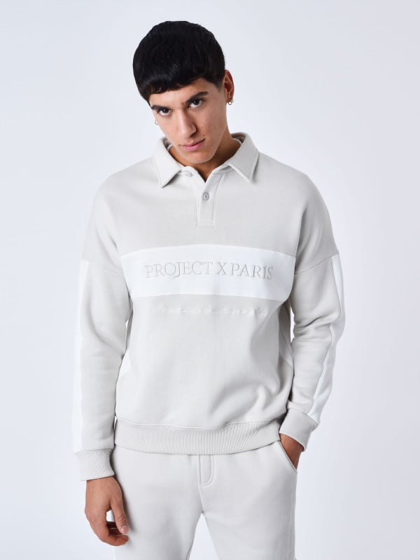 Project X Paris Sweat Col Polo Bande