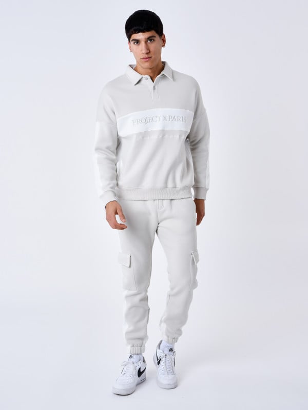 Project X Paris Sweat Col Polo Bande