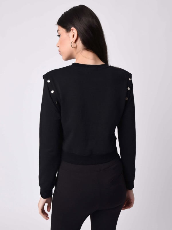 Project X Paris Sweat Col Rond Bouton Metal