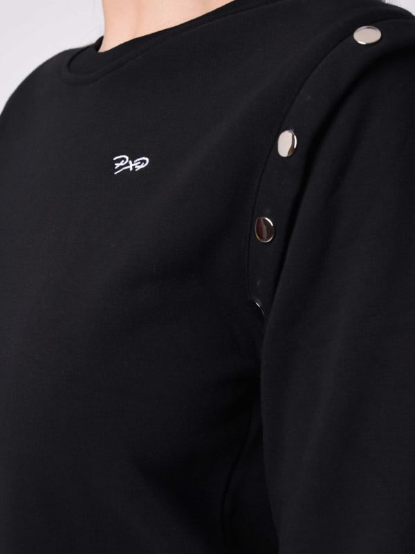 Project X Paris Sweat Col Rond Bouton Metal