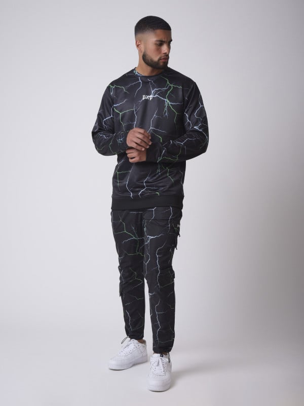 Project X Paris Sweat Col Rond Motif Eclair Foudre