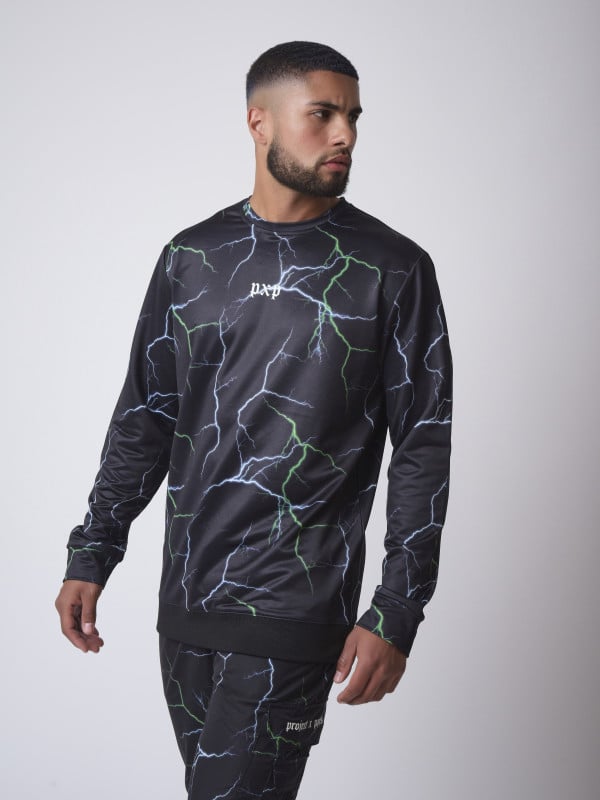 Project X Paris Sweat Col Rond Motif Eclair Foudre