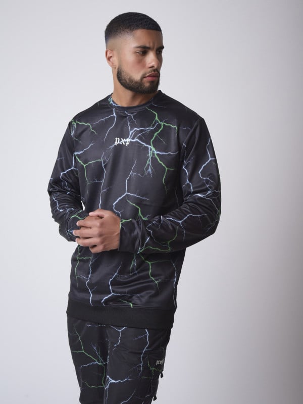 project x paris Sweat col rond motif eclair foudre