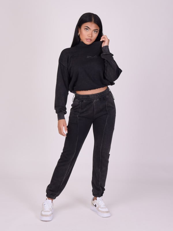 Project X Paris Sweat Court Col Montant Délavé