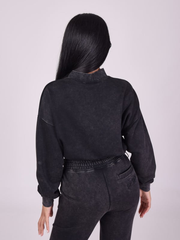 Project X Paris Sweat Court Col Montant Délavé