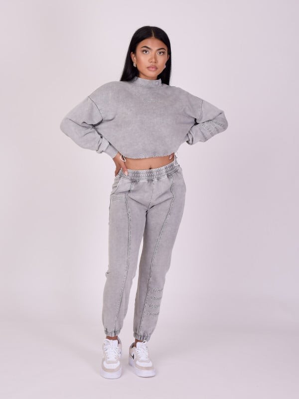 Project X Paris Sweat Court Col Montant Délavé