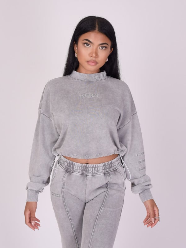 project x paris Sweat court col montant délavé