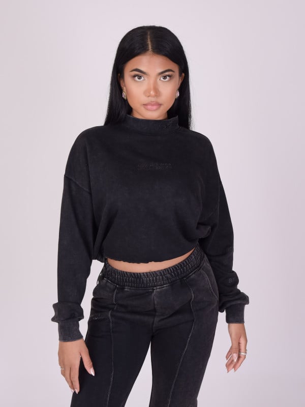 project x paris Sweat court col montant délavé