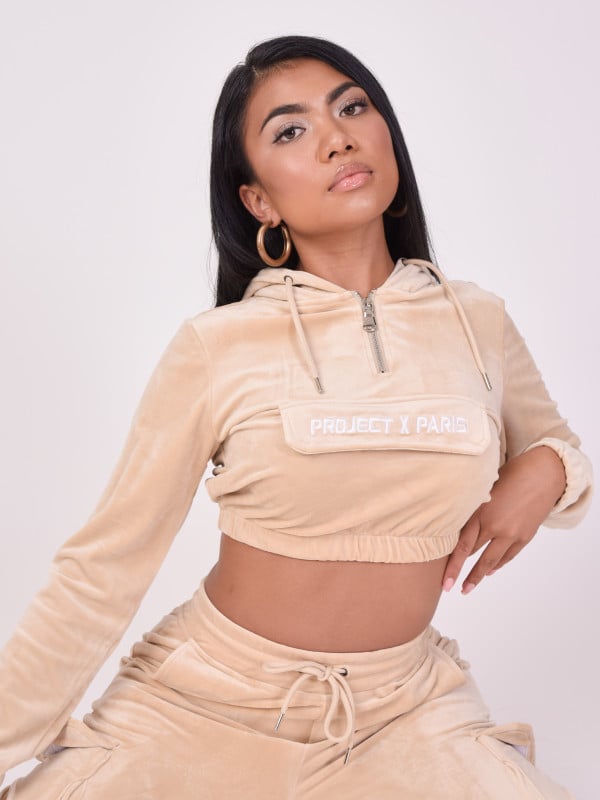 Project X Paris Sweat Velours Court à Capuche