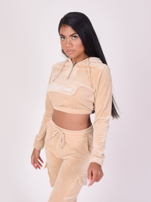 Project X Paris Sweat Velours Court à Capuche