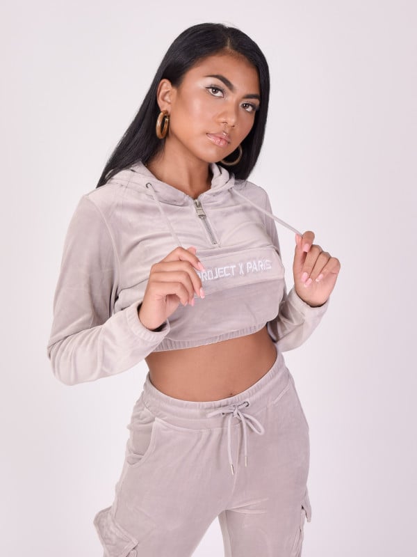 Project X Paris Sweat Velours Court à Capuche