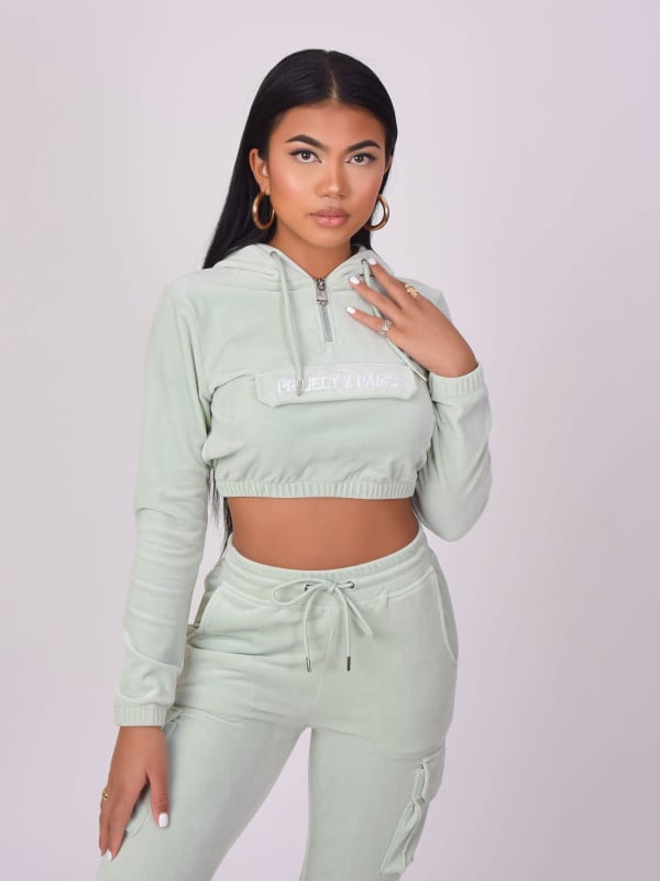 project x paris Sweat velours court à capuche