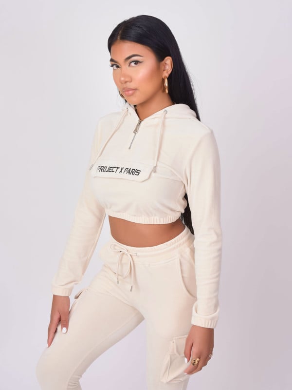 Project X Paris Sweat Velours Court à Capuche