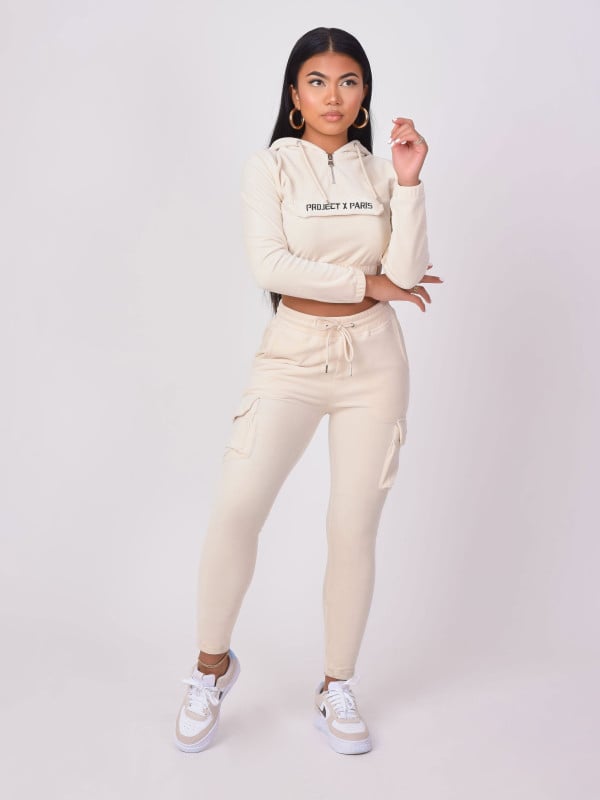 project x paris Sweat velours court à capuche