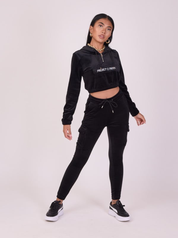 Project X Paris Sweat Velours Court à Capuche